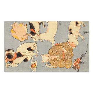 たとえ尽の内（下）, 国芳 Japanese Cats(3), Kuniyoshi, Ukiyo-e Rectangular Sticker