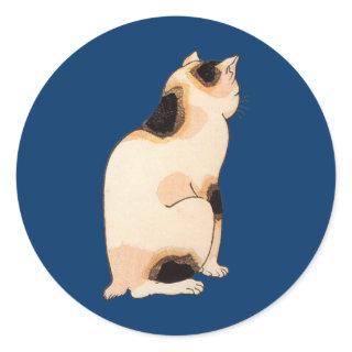 日本猫, 国芳 Japanese Cat, Kuniyoshi, Ukiyo-e Classic Round Sticker
