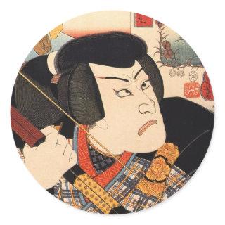歌舞伎役者, 国芳 Kabuki Actor, Kuniyoshi, Ukiyoe Classic Round Sticker