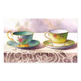0001 Teacups on Lace Stickers