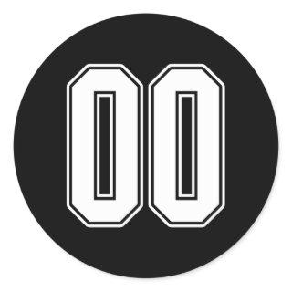 00 White Outline Number 00 Sports Fan Jersey Classic Round Sticker