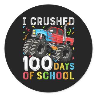 100 Days Of School Monster Truck 100th Day Of Scho Classic Round Sticker