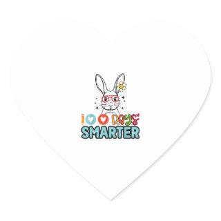 100 Days Smarter Girls Cute Bunny 100th Day Of Sch Heart Sticker
