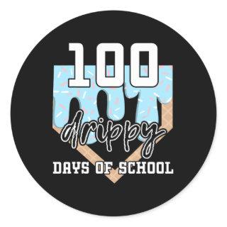 100 Drippy Days Of School Sell Ice Cream 100th Day Classic Round Sticker