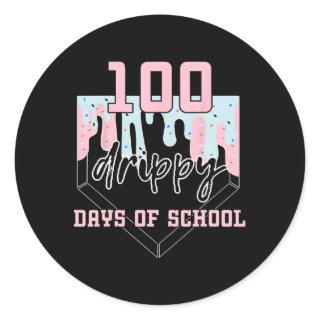 100 Drippy Days Of School Sell Ice Cream 100th Day Classic Round Sticker