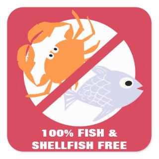 100% Fish and Shellfish Free Alert Stickers
