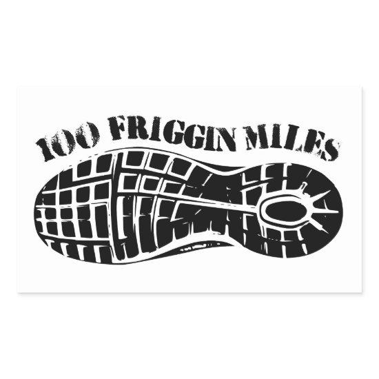 100 Friggin Miles Ultra Running Tread Rectangular Sticker