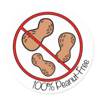 100% Peanut Free Classic Round Sticker