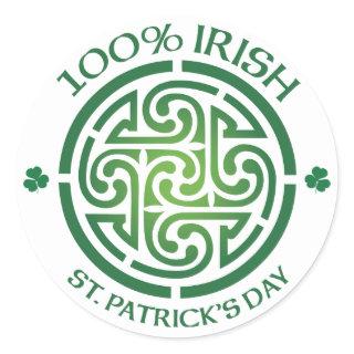 100 Percent Irish Celtic Medallion Classic Round Sticker