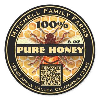 100% Pure Honey QR Code Classic Round Sticker