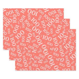 100th Birthday  Coral Number Pattern 100 Wrapping  Sheets