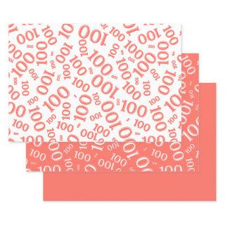 100th Birthday Coral/White Random Number Pattern  Sheets