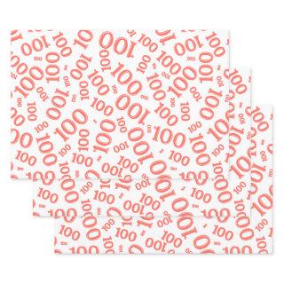 100th Birthday Coral/White Random Number Pattern  Sheets