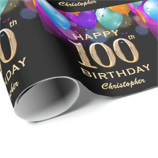 100th Birthday Party Black and Gold Balloons