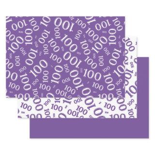 100th Birthday  Purple Random Number Pattern  Sheets