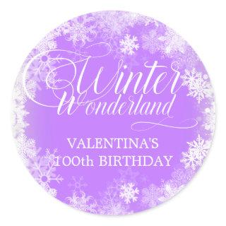 100th Birthday Winter Wonderland Snowflake Favor Classic Round Sticker