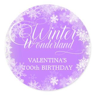 100th Birthday Winter Wonderland Snowflake Favor Classic Round Sticker