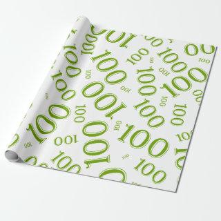100th Green/White Random Number Pattern Large