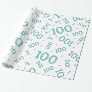 100th Teal/White Random Number Pattern Large