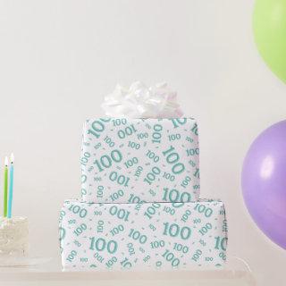 100th Teal/White Random Number Pattern Medium