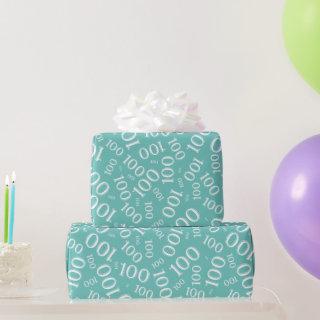 100th Teal/White Random Number Pattern Medium