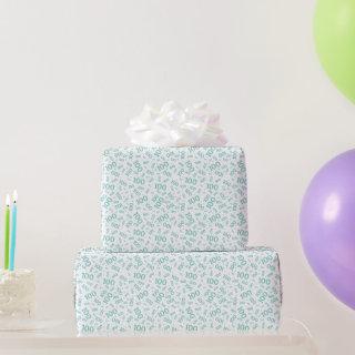 100th Teal/White Random Number Pattern Small