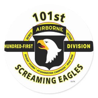 101ST AIRBORNE DIVISION "SCREAMING EAGLES" CLASSIC ROUND STICKER