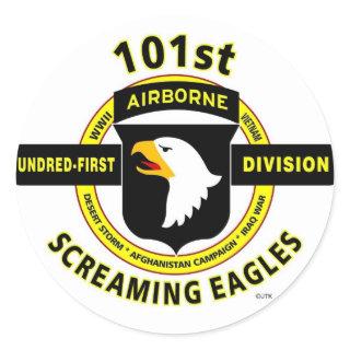 101ST AIRBORNE DIVISION "SCREAMING EAGLES" CLASSIC ROUND STICKER