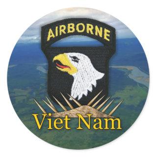 101st airborne division veterans vietnam vets stic classic round sticker