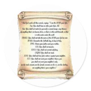 10 commandments classic round sticker