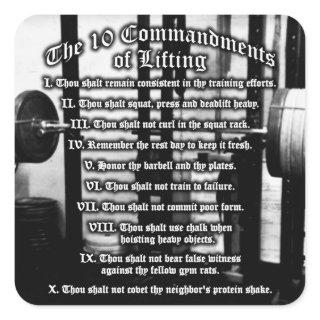 10 Commandments of Lifting Square Sticker