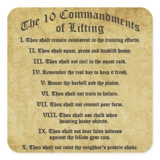 10 Commandments of Lifting Square Sticker