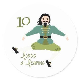 10 Lords A-Leaping Classic Round Sticker