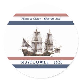 10 mayflower plymouth colony classic round sticker