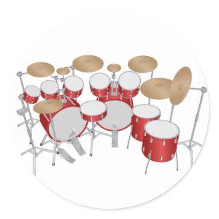 10 Piece Drum Kit: Vector Drawing: Classic Round Sticker