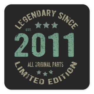 10 Year Old Bday 2011 Legend Since 10th Birthday Square Sticker