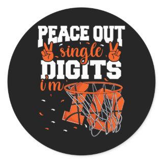 10th Birthday  Boys Basketball Peace Out Single Di Classic Round Sticker