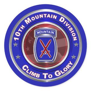 10th Mountain Division “Climb To Glory” Classic Round Sticker