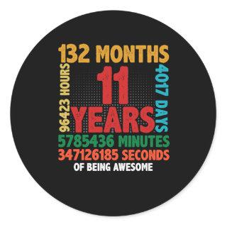11 Year Of Being Awesome 11th Birthday Gift Classic Round Sticker