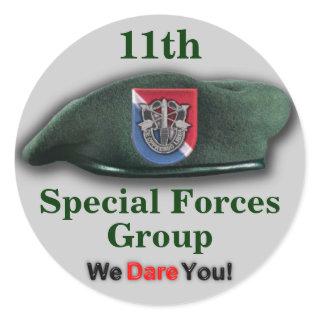 11th Special forces group Green Berets SFG SF Classic Round Sticker