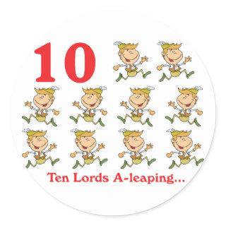 12 days ten lords a-leaping classic round sticker