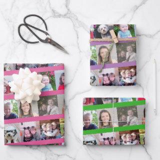 12 Photo Collage - Candy Stripe Birthday Party  Sheets