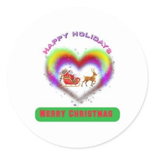 13.Happy Holidays Santa clau face merry Christmas  Classic Round Sticker