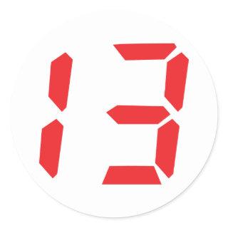 13 thirteen  red alarm clock digital number classic round sticker