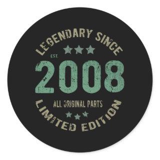 13 Year Old Bday 2008 Legend Since 13th Birthday Classic Round Sticker