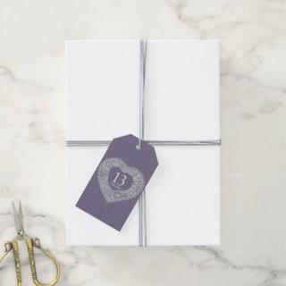 13 years white lace heart effect gift tags
