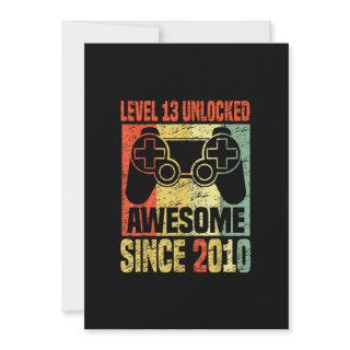 13th Birthday Boy Level 13 Unlocked Awesome 2010 V Invitation