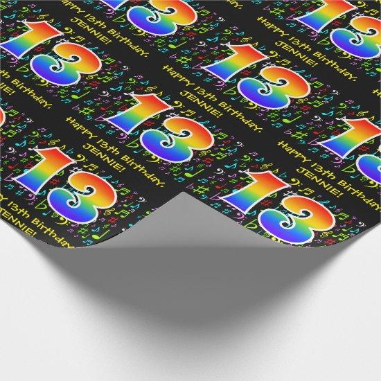 13th Birthday: Colorful Music Symbols, Rainbow 13