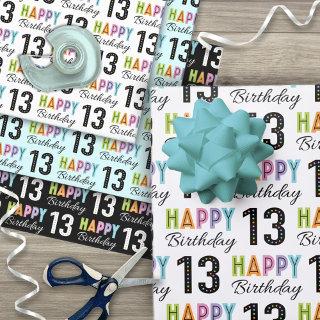 13th Birthday Colorful Typography   Sheets