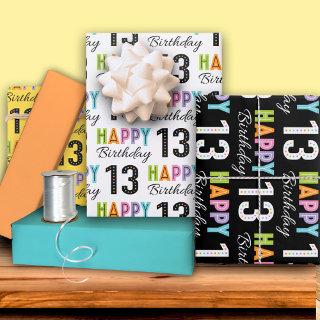 13th Birthday Colorful Typography   Sheets